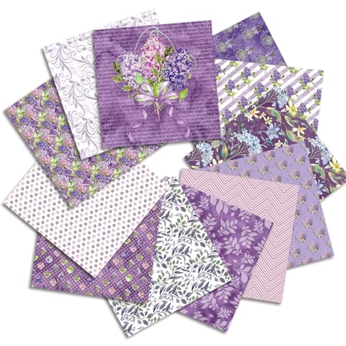 Scrapbook-Papier, 30,5 x 30,5 cm, dekoratives Bastelpapier, 24 Blatt, violettes Blumenmuster, Papierpackung, MIATTCLD einseitiger Karton, Papierblöcke für Tagebuch, Scrapbooking, DIY-Hintergrund, von MIATTCLD