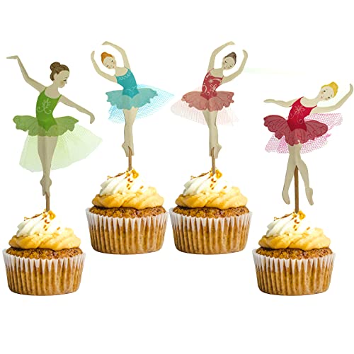 24 Stück Ballett Mädchen Cupcake Toppers, Ballerina Kuchen Dekoration für Hochzeit Geburtstag Geburtstagskuchen Party Kuchen Deko von MICREEN