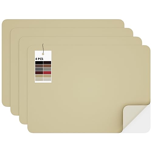 MICTER Leder Patch Selbstklebend, 4 Stück Selbstklebendes Kunstleder 20x28cm, Leder Selbstklebend für Möbel, Sofa, Autositze, Taschen, Leder Reparatur und Renovierung (Beige Gelb) von MICTER