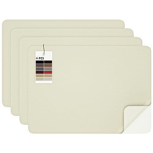 MICTER Leder Patch Selbstklebend, 4 Stück Selbstklebendes Kunstleder 20x28cm, Leder Selbstklebend für Möbel, Sofa, Autositze, Taschen, Leder Reparatur und Renovierung (Beige Weiß) von MICTER