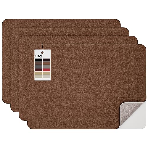 MICTER Leder Patch Selbstklebend, 4 Stück Selbstklebendes Kunstleder 20x28cm, Leder Selbstklebend für Möbel, Sofa, Autositze, Taschen, Leder Reparatur und Renovierung (Braun) von MICTER