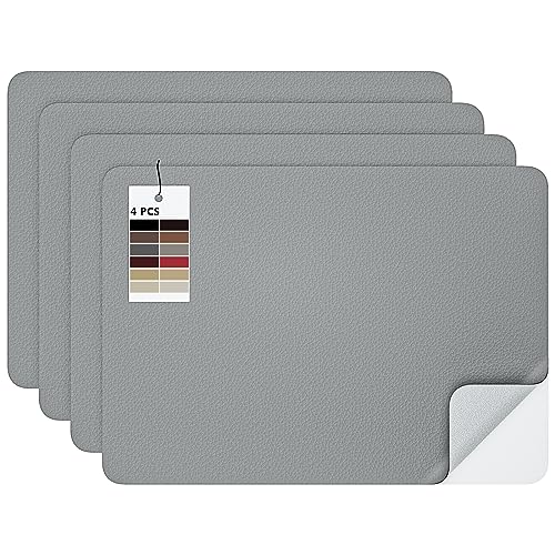 MICTER Leder Patch Selbstklebend, 4 Stück Selbstklebendes Kunstleder 20x28cm, Leder Selbstklebend für Möbel, Sofa, Autositze, Taschen, Leder Reparatur und Renovierung (Hellgrau) von MICTER