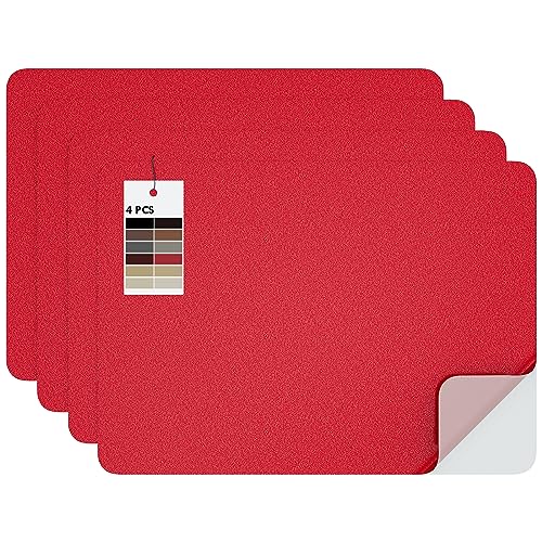 MICTER Leder Patch Selbstklebend, 4 Stück Selbstklebendes Kunstleder 20x28cm, Leder Selbstklebend für Möbel, Sofa, Autositze, Taschen, Leder Reparatur und Renovierung (Rot) von MICTER