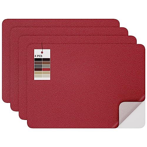 MICTER Leder Patch Selbstklebend, 4 Stück Selbstklebendes Kunstleder 20x28cm, Leder Selbstklebend für Möbel, Sofa, Autositze, Taschen, Leder Reparatur und Renovierung (Weinrot) von MICTER