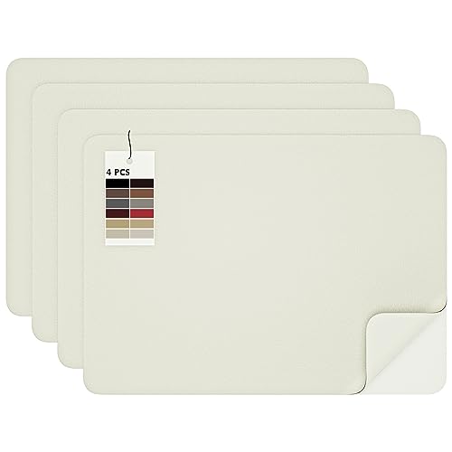 MICTER Leder Patch Selbstklebend, 4 Stück Selbstklebendes Kunstleder 20x28cm, Leder Selbstklebend für Möbel, Sofa, Autositze, Taschen, Leder Reparatur und Renovierung (Weiß) von MICTER