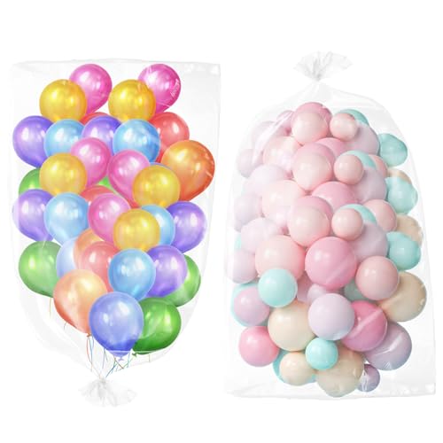 MIDELONG Große Ballonbeutel, 98,4 x 59 Zoll Ballon Transporttaschen Transparent Riesige Aufbewahrungsbeutel Big Kunststoff Ballontüten Klar Ballon Drop Bag für Hochzeit Geburtstag Party Supplies 2 von MIDELONG