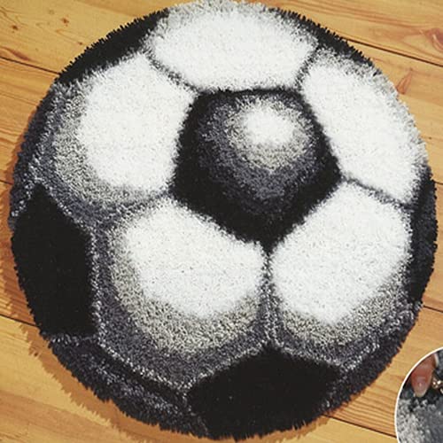 Knüpfset Für Teppiche, Fußball, DIY-Kissen, Teppich, Matte, Knüpfteppich, Handarbeit, Stickerei, Kissenbezug, Häkeln, Handgefertigte Nadelspitze (81 X 81 cm) von MIDUNU