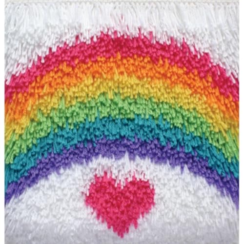 MIDUNU Knüpfkissen-Set „Regenbogenherz“ (43 cm X 43 cm), Knüpfhaken-Set Für Selbstgemachte Dekokissenbezüge, Teppichmuster, Handarbeiten, Kissenbezüge, Handarbeit, Häkeln, Für Großartiges von MIDUNU