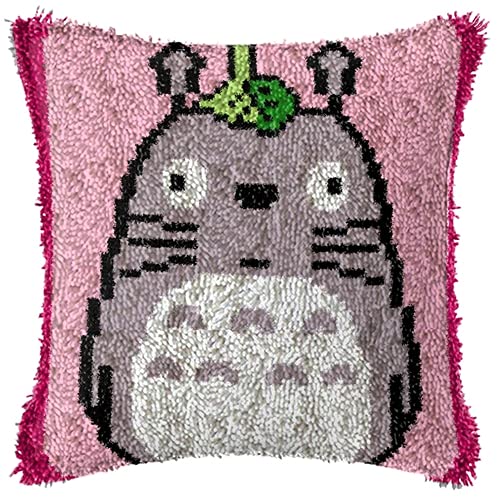 MIDUNU Knüpfteppich-Set Zum Selbermachen, Häkelgarn, Teppiche, Bastelset Mit Farbig Vorgedrucktem Musterdesign Für Erwachsene Und Kinder, Katze (43 X 43 cm) von MIDUNU