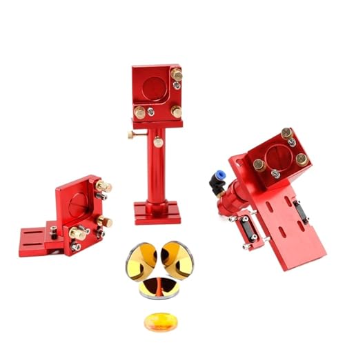 CO2-Laserkopf-Set + 1 Stück ZnSe-Linse mit 20 mm Durchmesser + 3 Stück Mo/Si-Spiegel mit 25 mm Durchmesser for Lasergravur- und Schneidemaschine(Red,63.5MM_SET A SI MIRRORS) von MIELEU