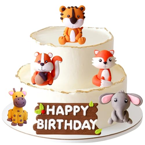 MIFKLMV Tierische Kuchendekorationen, 6Pcs Kuchendekorationen, Tierische Cupcake Dekorationen, Geburtstagskuchen Einsätze, Kindergeburtstag Party Dekorationen, Baby, Kinder Party Dekoration Zubehör von MIFKLMV