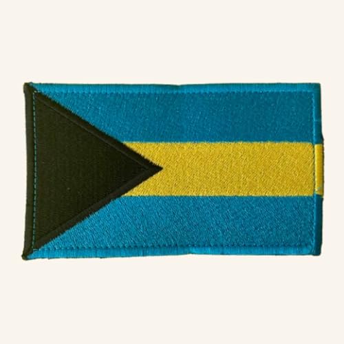 Bestickter Aufnäher mit Bahamas-Flagge, Bahama-Nationalemblem (Haken und Schlaufe, 12,7 x 7,6 cm) von MIG Atlanta