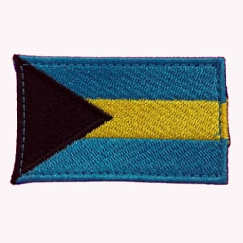 Bestickter Aufnäher mit Bahamas-Flagge, Bahama-Nationalemblem (Haken und Schlaufe, 6,3 x 3,8 cm) von MIG Atlanta