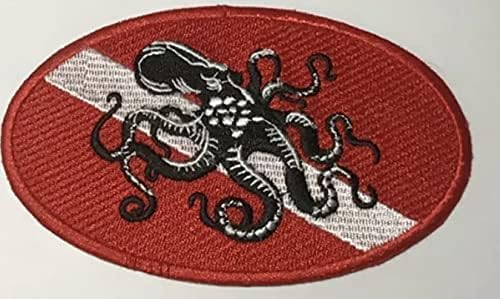 Octopus Scuba Diver Down bestickter Aufnäher, taktische Applikation (zum Aufbügeln/Aufnähen, 12,7 x 7,6 cm) von MIG Atlanta