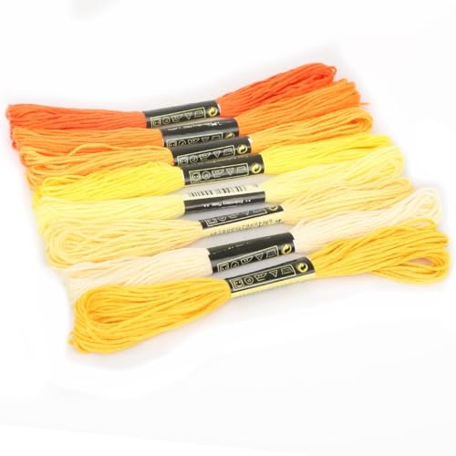 16 Stück Stickgarn Embroidery Threads Nähgarne Stickgarne Stickgarn Embroidery Floss Multifarben Weicher Polyester für Freundschaftsbänder Stickerei Knüpfen Knüpfen BastelnKreuzstich (Gelb) von MIGIFTDY