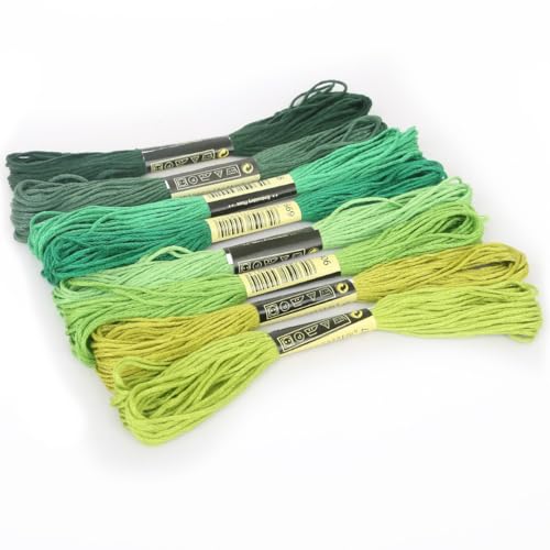 16 Stück Stickgarn Embroidery Threads Nähgarne Stickgarne Stickgarn Embroidery Floss Multifarben Weicher Polyester für Freundschaftsbänder Stickerei Knüpfen Knüpfen BastelnKreuzstich (Grün) von MIGIFTDY