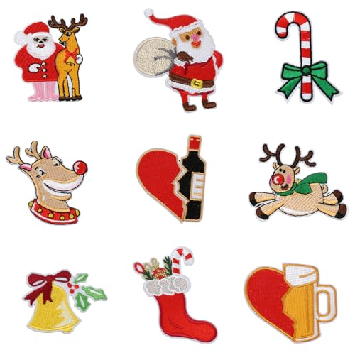 18 Stück Weihnachten Stickerei Stoff Aufkleber Weihnachten Iron-On Patches Weihnachten bestickt Applique für Xmas Festival Party Tuch Hut DIY Dekor von MIGIFTDY