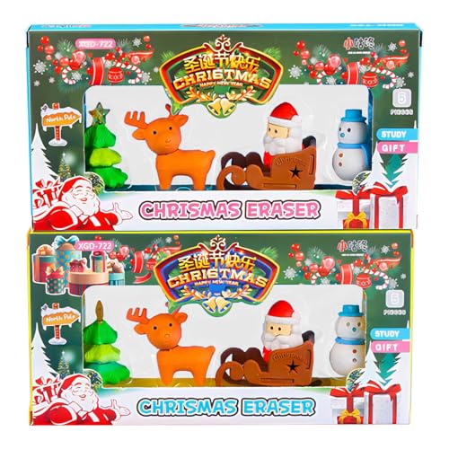 2 Boxen Radiergummi Weihnachts-Radiergummis niedliche kleine Radiergummis Weihnachtsdekorationen Gummi Badeenten für Weihnachtsdekorationen Weihnachtsfeiern Partyzubehör Geschenke von MIGIFTDY