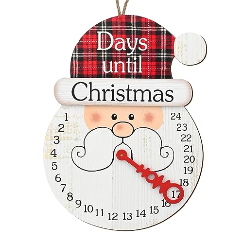 Countdown Santa Xmas, 24 Tage Holz Willkommen Adventskalender Uhr Wandschild Weihnachts-Adventskalender Party Holz Dekoration Wandhaken Dekorativer Kinderkalender von MIGIFTDY