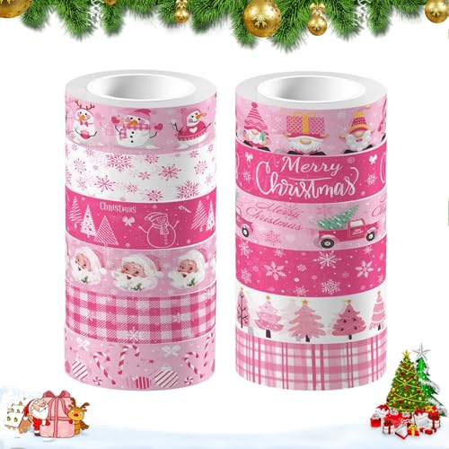 MIGIFTDY 1 Pack von 12 Rollen Weihnachten Dekoration Tape Washi Tape Set Klebeband Papier Dekorativ Masking Tape Klebeband Bunt für DIY Handwerk Lippenstift Sticker Urlaub Dekoration Office von MIGIFTDY