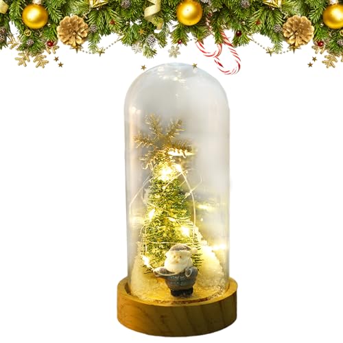 MIGIFTDY Weihnachtsbaum-Glas-Lampenschirm mit LED-Lichtern, mundgeblasen, festliche Dekoration für Wohnzimmer, Schlafzimmer, und energieeffizient, sicher und langlebig (A) [Energieklasse A] von MIGIFTDY