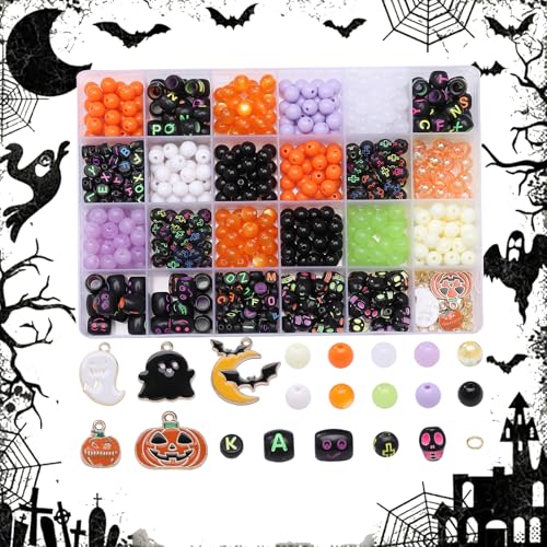 Perlen für Armbänder Halloween Beaded DIY set Perlen zum Auffädeln Buchstabenperlen Armband Perlen Beads für DIY Kinder Erwachsene für DIY Armbänder Schmuck machen und Handwerk (B) von MIGIFTDY