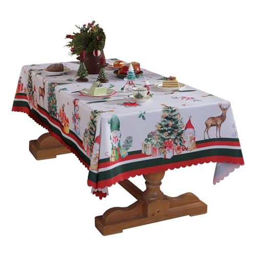 Weihnachten wasserdichte Tischdecke Rote Weihnachtstischdecke Weihnachten Abwischbare wasserdichte Stoff Tischdecke für Weihnachtsdinner Winter Holiday Party Dekoration (Weihnachtsbaum) von MIGIFTDY