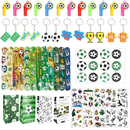 58-teiliges Fußball-Partytüten-Set, inklusive Fußball-Partytüten, Fußball-Cartoon-Aufkleber, Fußball-Armbänder und Pfeifen, Fußball-Partygeschenke für Kinder von MIHURO