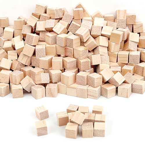 Holzwürfel 500 Stück Bastelholz Klötzchen 10mm Bastelklötzchen Blanko Holzklötze Quadrat Holzklötzchen Holzwürfel zum Basteln für Malen, Zeichnen, Dekorieren, Bausteine, Heimwerken von MIHURO