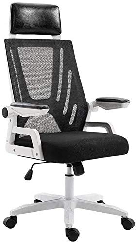 MIIKHI Großer und hoher Chefsessel, Bürostuhl mit hoher Rückenlehne, ergonomischer Drehstuhl, schwarzer Netzstoff, mit klappbaren Armen, Gaming-Stühle für Computer von MIIKHI