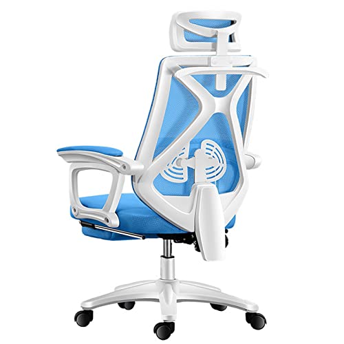 MIIKHI Home Work Chair Bürostuhl mit hoher Rückenlehne, Drehstuhl, ergonomischer Bürostuhl mit Lendenkissen und einziehbarer Fußstütze, Netzstoff, Bürostuhl mit gepolsterten Armlehnen und verstellbar von MIIKHI