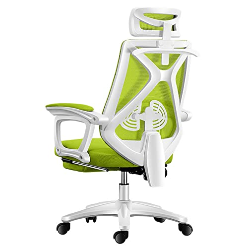 MIIKHI Home Work Chair Bürostuhl mit hoher Rückenlehne, Drehstuhl, ergonomischer Bürostuhl mit Lendenkissen und einziehbarer Fußstütze, Netzstoff, Bürostuhl mit gepolsterten Armlehnen und verstellbar von MIIKHI