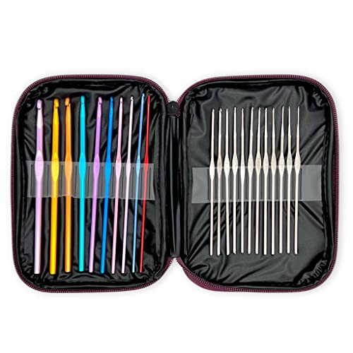 22 Stück Set Häkelnadeln Crochet Hooks Stricknadeln, 10 Größen bunt aus Aluminium und 12 Größen silber aus Stahl, Werkzeuge für Stricken Häkeln von MIJOMA