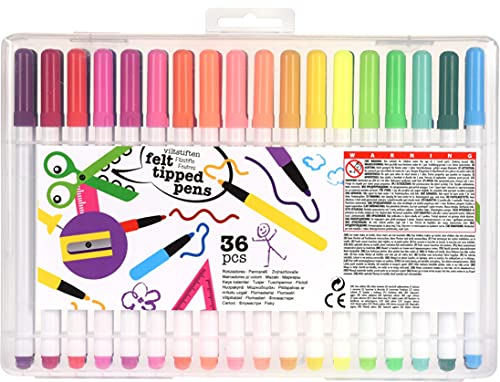 36 Stück Set Filzstifte Felt Tipped Pen Malstifte Art Marker Pens, Skizzieren, Malen mit Flexibler Spitze, schnelltrocknend von MIJOMA