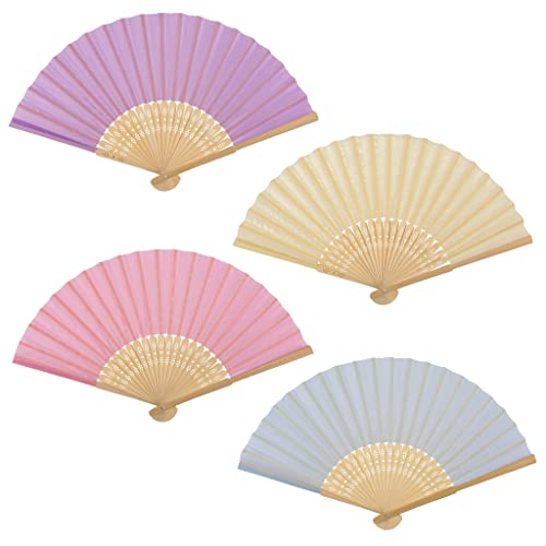 4 Stück Set Handfächer aus Holz, Handfächer für Abkühlung im Sommer, am Strand, für Hochzeiten Fasching Pride (Pastellfarben) von MIJOMA