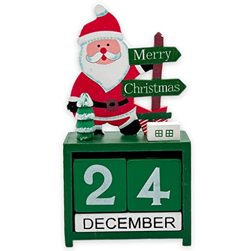 Adventskalender aus Holz, Holzblockkalender Würfelkalender Tischkalender Weihnachte, Countdown bis Weihnachten, Adventskalender ohne Befüllen (Weihnachtsmann) von MIJOMA