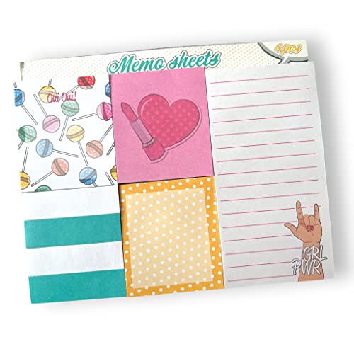 Haftnotizen Memo Sheets im Lollipop Girly Design - 8er Set Notizzettel in verschiedenen Größen und Neonfarben, 540 Blatt von MIJOMA