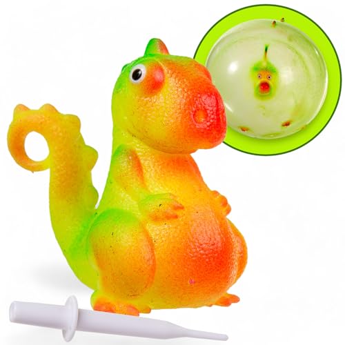 MIJOMA Dinosaurier Ballon-Ball: In 4 Kunterbunten Modellen - Spaß für Drinnen & Draußen, Spiel und Lernspielzeug, bis 30 cm aufblasbar, inkl. Aufblashilfe (1x Theropoden) von MIJOMA