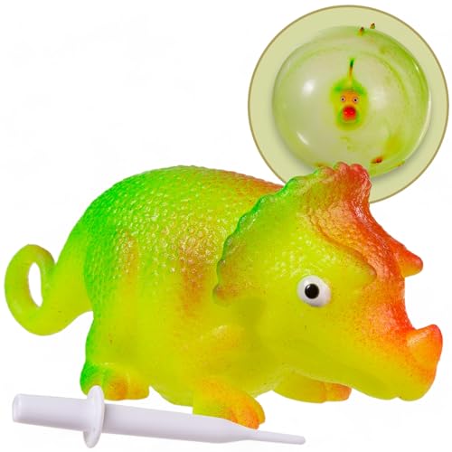 MIJOMA Dinosaurier Ballon-Ball: In 4 Kunterbunten Modellen - Spaß für Drinnen & Draußen, Spiel und Lernspielzeug, bis 30 cm aufblasbar, inkl. Aufblashilfe (1x Triceratops) von MIJOMA