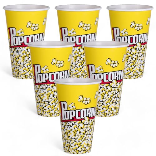 MIJOMA Popcorn-Becher Set für den Filmabend - Wiederverwendbar, lebensmittelechtes Kunststoff, 1 Liter, ideal für Heimkino & Partys (18 x 12 cm, 36, Stück) von MIJOMA