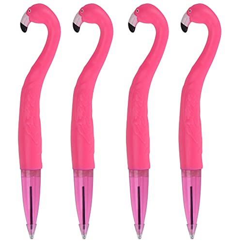 MIJOMA Set Kugelschreiber Ball Pen Tinten-Stifte, aus Silikon biegbar und lustig, für Kinder, Schule, Büro, Familie (Flamingo 4 Stück) von MIJOMA