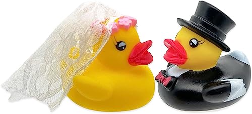 MIJOMA Tortenfigur Hochzeit Brautpaar Tortenaufsatz Tortendeko Hochzeitspaar für Torte Cake-Topper Hochzeitstorte, Dekofigur Hochzeitspaar Wedding Trauung (Hochzeitsenten) von MIJOMA