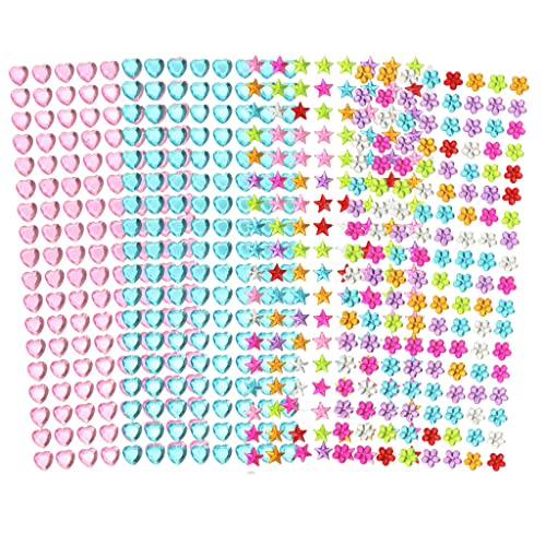 Set Diamond Sticker Glitzersteine Schmucksteine selbstklebend, Acryl Kristall Diamanten zum Aufkleben, Basteln und Gestalten (576 Stück - Herzen Blüten Sterne - mehrfarbig) von MIJOMA