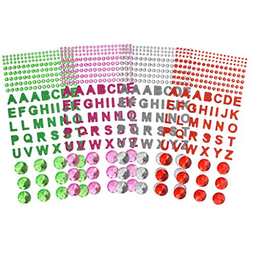 Set Diamond Sticker Glitzersteine Schmucksteine selbstklebend, Acryl Kristall Diamanten zum Aufkleben, Basteln und Gestalten (608 Stück - rund, 132 Buchstaben - mehrfarbig) von MIJOMA