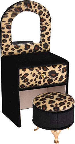 Schmuckkasten Schmuckschatulle Schmuckkästchen mit Spiegel (Kommode mit Hocker leopard) von MIK funshopping