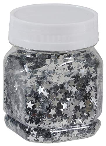 Stern-Konfetti Sternen-Streu zum Basteln und Verzieren von Karten, bunte Glitter-Sterne für Dekoration, 80 g (Silber) von MIK funshopping