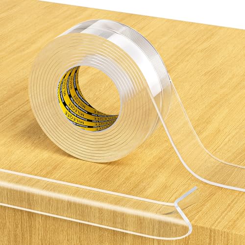 MILEQEE Clear Edge Protector Strip,25mm×2m, Scharfe Kante Wrap Cover Tape, selbstklebend Schutz Stoßfänger Guards für Schrank Tür Schreibtisch Glas Tisch Bett Möbel, Küche Arbeitsplatte, wasserdicht von MILEQEE