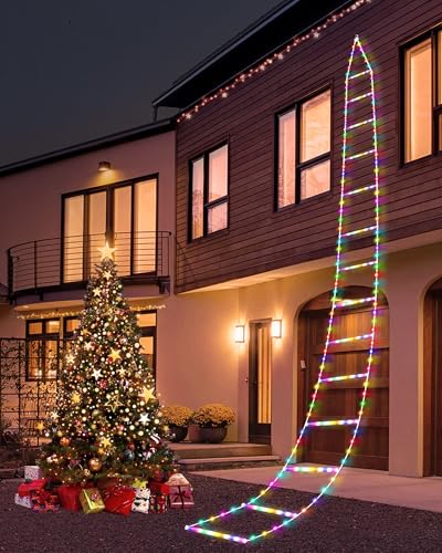 MILFECH LED Weihnachts Leiter Lichterkette 3 M LED Weihnachtsbeleuchtung Strombetrieben mit 8 Modi, Timer, Speicherfunktion für Fenster, Garten, Haus (RGB) von MILFECH