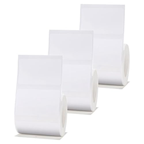MILLTOR 3 Rollen Weißes Etikettenpapier Weiß 50x30mm Kompatibel für B1 B21 B3S Etikettendrucker Wasserdicht, Selbstklebendes Etikettenpapier, Einfach zu Verwenden, Langlebig von MILLTOR