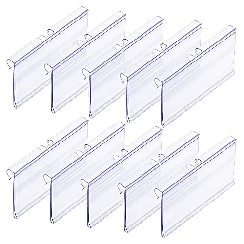 MILLTOR 70 Stück 8 x 4,2 cm transparente Kunststoff-Etikettenhalter für Drahtregale, Einzelhandel, Preisetiketten, Korb-Etiketten, Clip-on-Etiketten für Aufbewahrungskörbe von MILLTOR